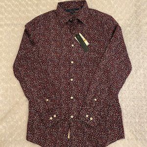 Perry Ellis Men”s Long Sleeve Red & Gray Slim Fit Button U
Down Shirt - S